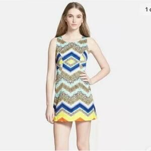 Milly Chevron Paneled Printed Sheath Dress Size 4